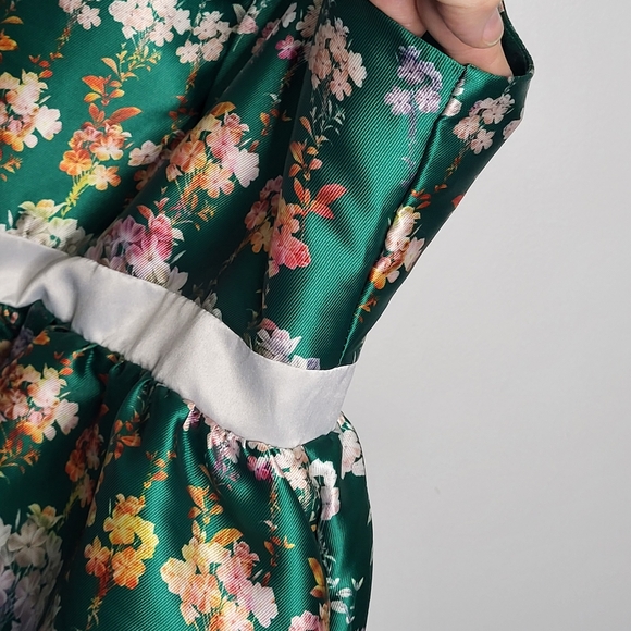 ModCloth Liz Luxe Emerald Floral Fit & Flare Dress XXL NWT Satin Garden Party - Picture 8 of 15